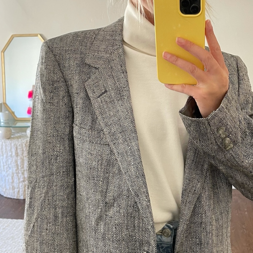 Oversized Lanvin Vintage Tweed Plaid Blazer - Picture 5 of 8